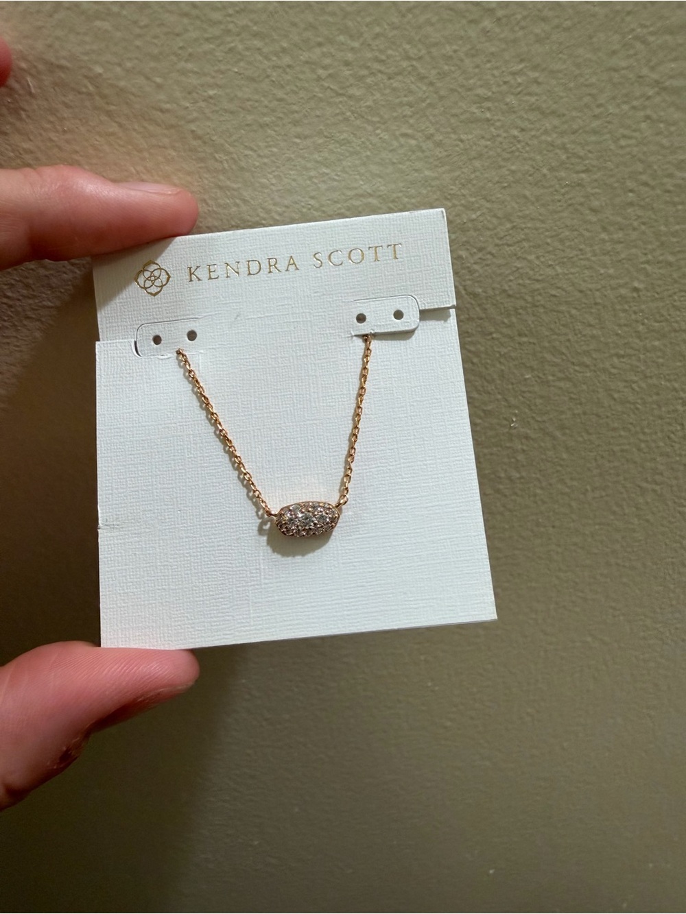 Kendra Scott Rose Gold Pavé Oval Necklace